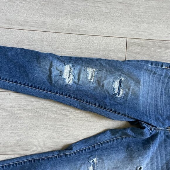 Mossimo Mid-Rise Jegging Crop Jeans Size 6/28 Distressed Denim Power Stretch Fra - Picture 7 of 8
